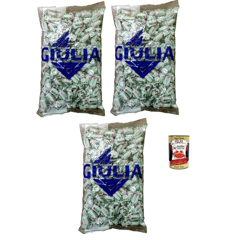 La Giulia Caramelle dure ripiene con Latte e Menta Hartbonbons gefüllt mit Milch und Minze Gluten - frei 3x 1Kg inkl. Italian Gourmet polpa 400g Original italienisch