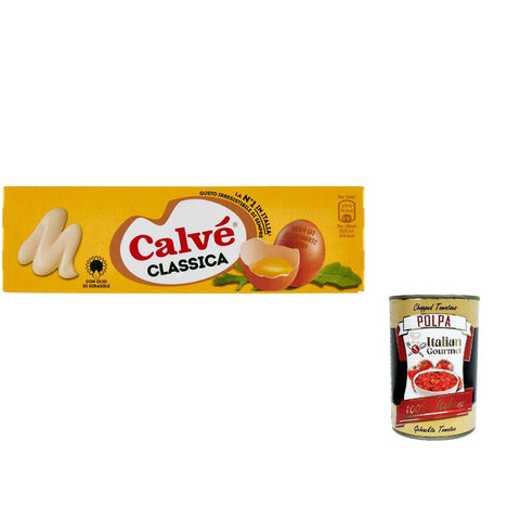Calvè Calvé Classic Mayonnaise, 150 ml tube, mit Sonnenblumenkernöl, ideal für Sandwiches und Canapés, ohne Konservierungsstoffe und ohne Zucker, glutenfrei, vegetarisch 3x Original italienisch inkl. Italian Gourmet Polpa 400g