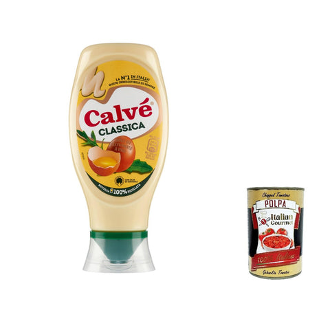 Calvè Calvé Classic Mayonnaise,, mit Sonnenblumenkernöl, ideal für Sandwiches und Canapés, ohne Konservierungsstoffe und ohne Zucker, glutenfrei, vegetarisch 3x 430 ml inkl. Italian Gourmet polpa 400g Original italienisch
