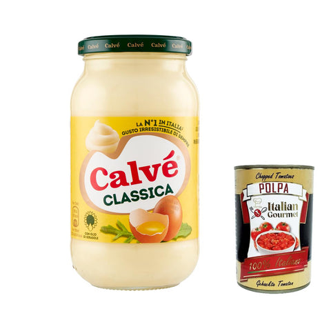 Calvè Calvé Classic Mayonnaise, Format, mit Sonnenblumenöl, ideal für Sandwiches und Häppchen, ohne Konservierungsstoffe und ohne Zucker, glutenfrei, vegetarisch 3x 450 ml inkl. Italian Gourmet polpa 400g Original italienisch
