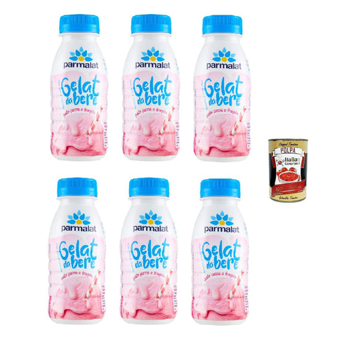 Parmalat Gelat da bere Panna e Fragola 250ml, Trinkeis UHT Erdbeercreme 6x 250ml inkl. Italian Gourmet polpa 400gr Original italienisch