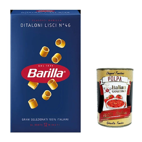 Barilla Pasta Ditaloni lisci Nr. 46 italienisch Nudeln 500 g pack 5x Original italienisch inkl. Italian Gourmet Polpa 400g