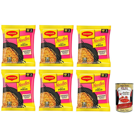 Maggi Nudeln mit Hühnergeschmack, 71g + Italitan Gourmet polpa 6x 400g Original italienisch