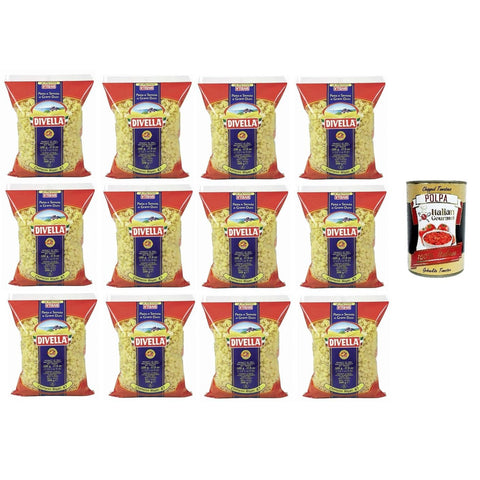 Divella Chifferini Rigati N°47 Hartweizengrieß Pasta Italienische Nudeln Packung 12x500g inkl. Italian Gourmet Polpa di Pomodoro 400g Original italienisch