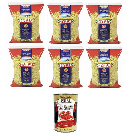 Divella Chifferini Rigati N°47 Hartweizengrieß Pasta Italienische Nudeln Packung 6x500g inkl. Italian Gourmet Polpa di Pomodoro 400g Original italienisch