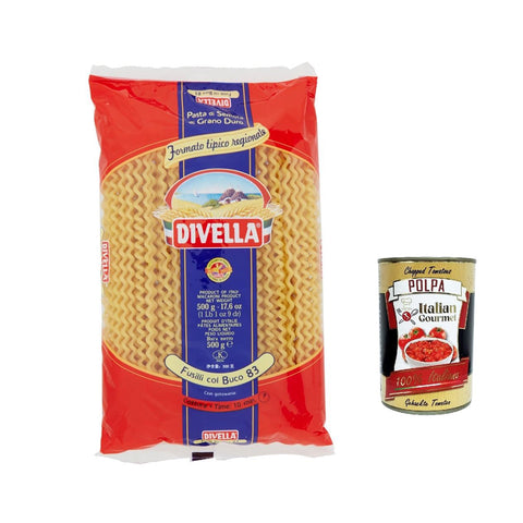 Divella Pasta 100% Italienisch N° 83 Fusilli col buco, nudeln 500 gr 10x Original italienisch inkl. Italian Gourmet Polpa 400g