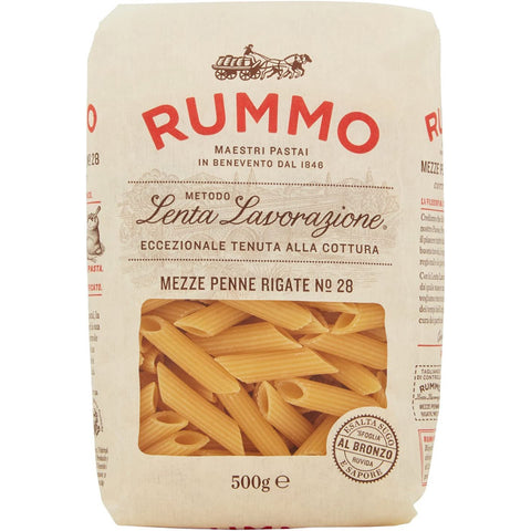 Rummo Mezze Penne Rigate N. 28 Hartweizengrieß Pasta Italienische Nudeln Packung 10x 500g inkl. Italian Gourmet Polpa di Pomodoro 400g Dose Original italienisch