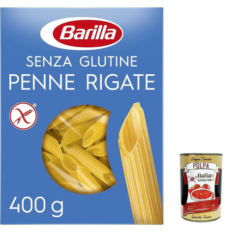Barilla Penne rigate senza Glutine Glutenfrei pasta nudeln, gluten free 20x 400g inkl. Italian Gourmet polpa 400g Original italienisch