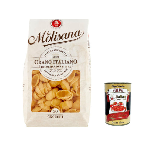 La Molisana Gnocchi N. 26 Pasta Lenta Lavorazione Teigwaren aus Hartweizengrieß Bronze - Zeichnung 20x 500g inkl. Italian Gourmet Polpa 400g Original italienisch