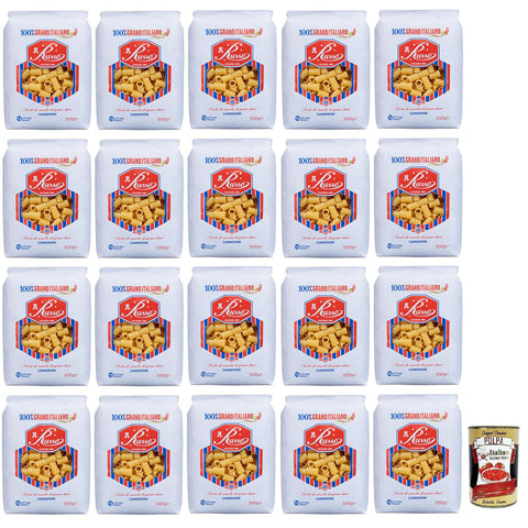 Russo Canneroni N°107 Hartweizengrieß Pasta, 100% Weizen, - Packung 20x 500g inkl. Italian Gourmet Polpa di Pomodoro 400g Dose Original italienisch