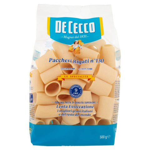 Italian Gourmet Pasta De Cecco Le specialita' 100% Paccheri Rigati N°130 Nudeln 4x 500g inkl. Italian Gourmet Polpa 400g Original italienisch