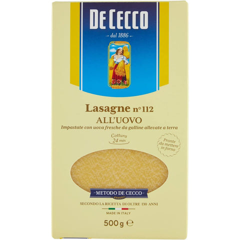 De Cecco Lasagna All'uovo Pasta mit ei Nr. 112 5x 500g inkl. Italian Gourmet polpa 500g Original italienisch