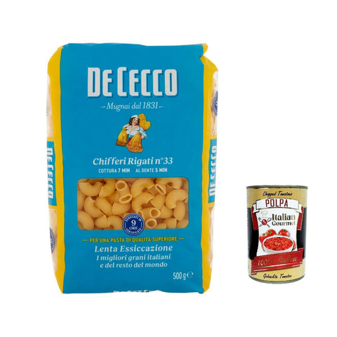 DE CECCO Pasta 100% Italian Chifferi Rigati n° 33 Noodles 500 g 5x Original italienisch inkl. Italian Gourmet Polpa 400 g