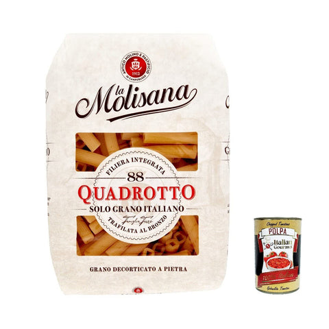 La Molisana Quadrotto N. 88 Pasta Lenta Lavorazione Teigwaren aus Hartweizengrieß Bronze - Zeichnung 5x 500g inkl. Italian Gourmet Polpa 400g Original italienisch