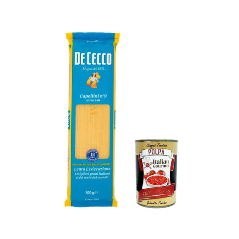 Italian Gourmet Pasta De Cecco 100% Italian Capellini n. 9 Noodles 5x 500 g inkl. Italian Gourmet Polpa 400 g Original italienisch