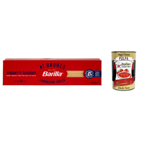 Italian Gourmet Spaghetti Quadrati al Bronzo Bronze Gezogene Pasta Rohe Verarbeitungsmethode 5x 400g inkl. Italian Gourmet polpa 400g Original italienisch