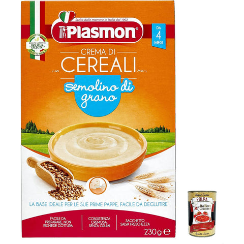 Plasmon Crema di Cereali Semolino di grano 6x 230g inkl. Italian Gourmet polpa 400g Original italienisch