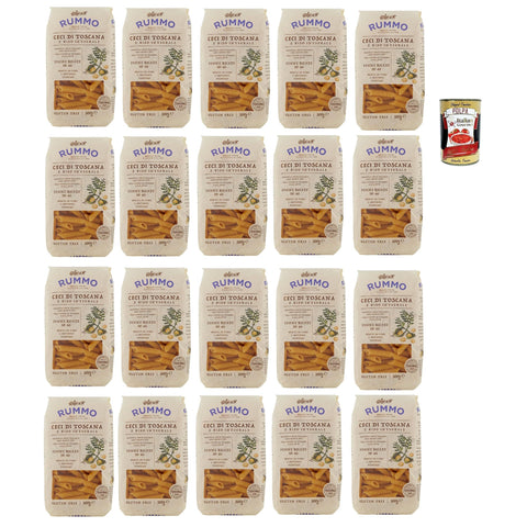 Rummo Ceci di Toscana e Riso Integrale Penne Rigate N° 66 senza glutine, Pasta gluten free, glutenfrei, Kichererbsen der Toskana und voller Reis 20x 500g Original italienisch inkl. Italian Gourmet Polpa 400g