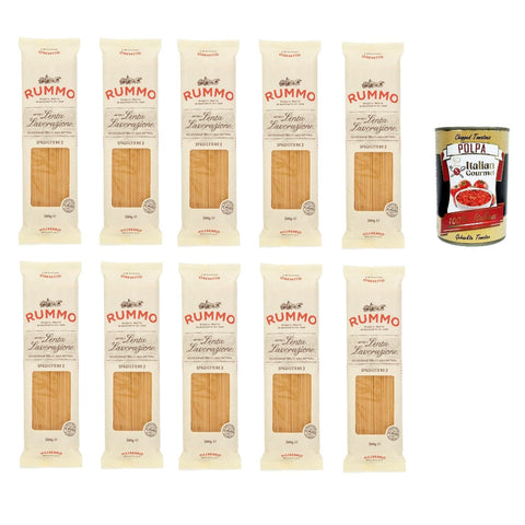 Rummo Spaghetti N° 3 Pasta Lenta Lavorazione Teigwaren aus Hartweizengrieß Bronze - Zeichnung 10x 500g inkl. Italian Gourmet polpa 400g Original italienisch