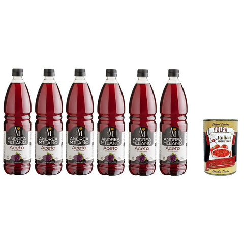 Andrea Milano Rotweinessig 1lt 6x inkl. Italian Gourmet polpa 400g Original italienisch