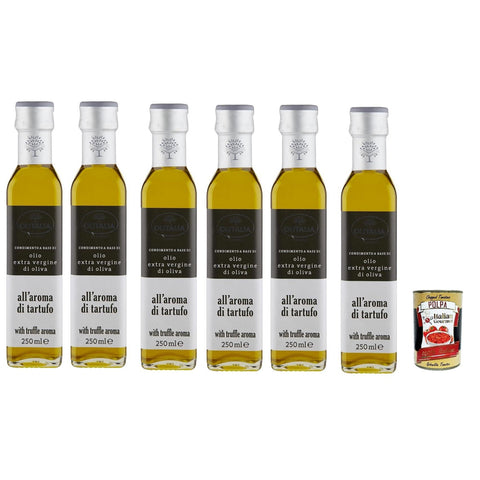 Olitalia Olio Condimento a Base di olio extra vergine di oliva all'aroma di tartufo, Extra Natives Olivenöl Trüffelgeschmack 6x 250ml Original italienisch inkl. Italian Gourmet Polpa 400g