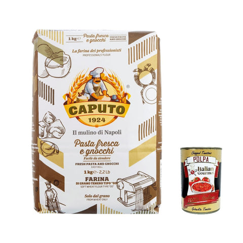 Caputo Farina Molino Caputo Pasta fresca e gnocchi Napoli Mehl "00" 4x 1kg inkl. Italian Gourmet polpa 400g Original italienisch