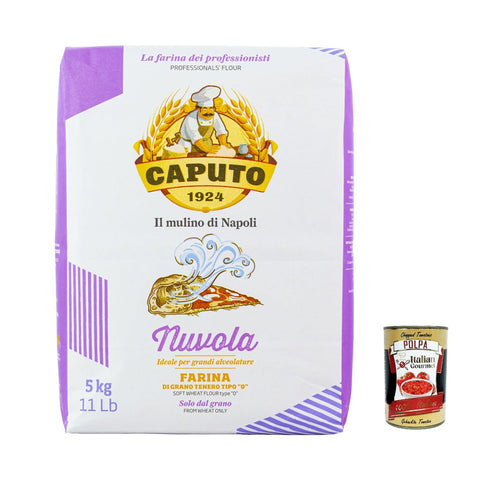 Caputo Farina Molino Nuvola Pizza Napoli Pizzamehl für leichten teig 5kg 100% natürliche Original italienisch inkl. Italian Gourmet Polpa 400g