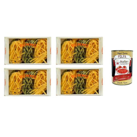 Rummo PASTA ALL'UOVO PAGLIA E FIENO EGG PASTA STROH UND HEU N° 105 250 GR 4x Original italienisch inkl. Italian Gourmet Polpa 400 g