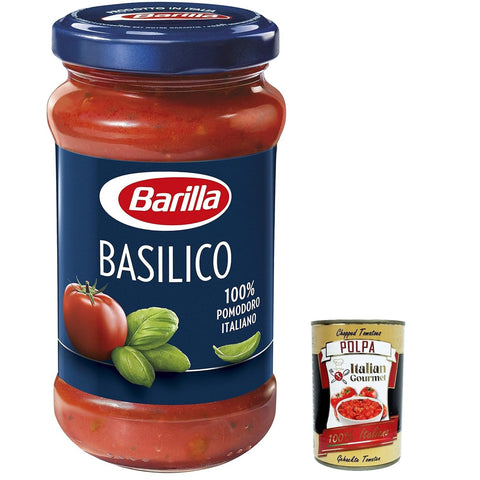 Barilla Pastasauce sugo al Basilico classica - Basilikum-Sauce 400g 6x Original italienisch inkl. Italian Gourmet Polpa 400g