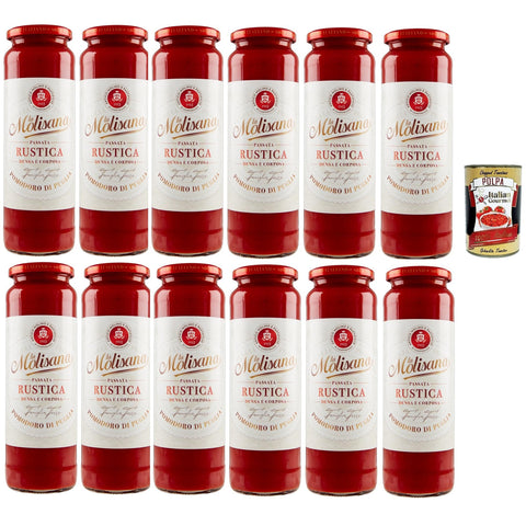La Molisana Passata di Pomodoro Rustica, Tomatenpaste Tomaten sauce 100% 12x 690g inkl. Italian Gourmet polpa 400g Original italienisch