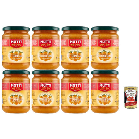 Mutti Datterini Gialli Tomatensauce, Ganze Gelbe Tomaten in Saft,, 8er Pack 350 g inkl. Italian Gourmet polpa 400g Original italienisch