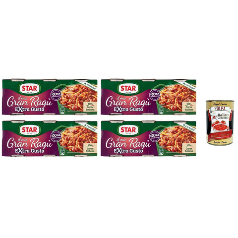 Star il mio Gran Ragù Extra Gusto mit 100% Fleisch, 4x Packung mit 3 Dosen à 100g inkl. Italian Gourmet polpa 400gr Original italienisch