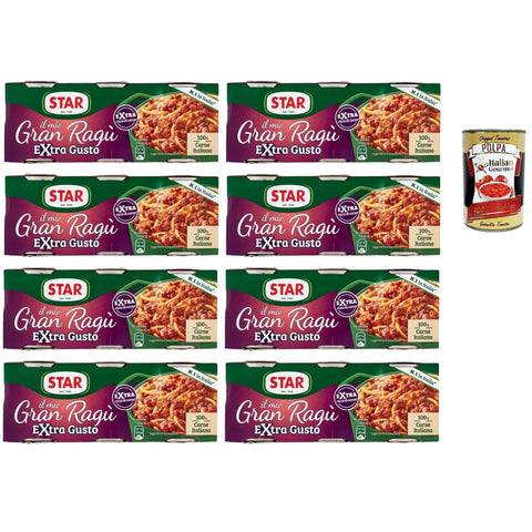 Star il mio Gran Ragù Extra Gusto mit 100% Fleisch, 8x Packung mit 3 Dosen à 100g inkl. Italian Gourmet polpa 400gr Original italienisch