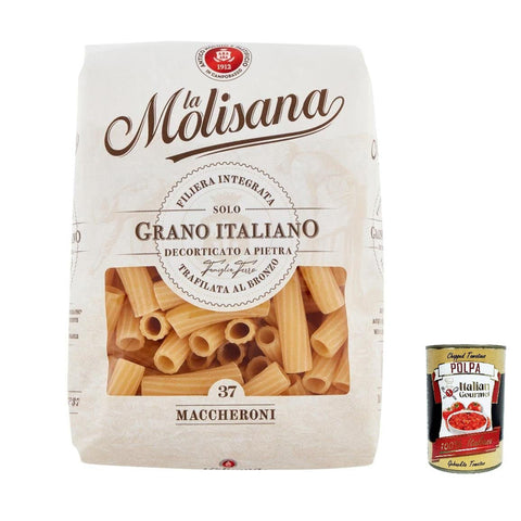 La Molisana Maccheroni N. 37 Pasta Lenta Lavorazione Teigwaren aus Hartweizengrieß Bronze - Zeichnung 5x 500g inkl. Italian Gourmet Polpa 400g Original italienisch