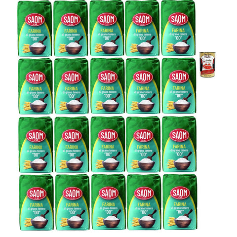 Italian Gourmet Farina Saom, Farina di Grano Tenero, Tipo 00, Weizenmehl, Pizza Napoli Pizzamehl Pizza Mehl 20x 1kg inkl. Italian Gourmet polpa 400g Original italienisch