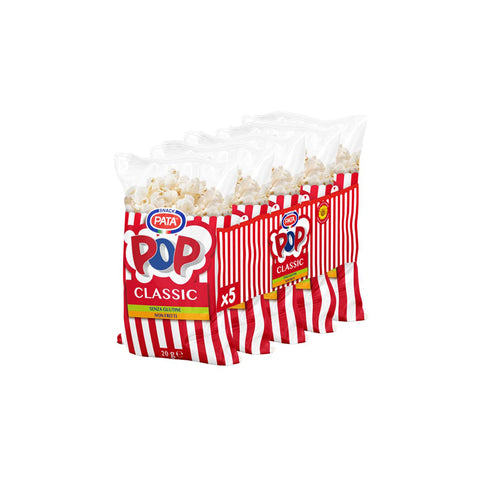 Pata Snack 3x Multipack Nastrato Pop Corn Multipack aufgeklebtes Popcorn 5x20gr Original italienisch inkl. Italian Gourmet Polpa 400g