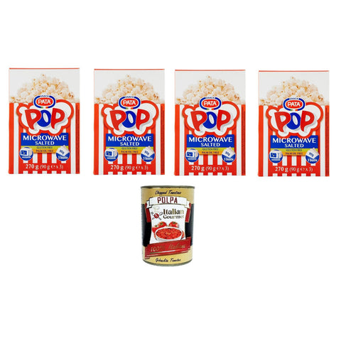 Pata Snack - Popcorn gesalzen Mikrowelle Packung mit 3 Beuteln à 90 g 4x270gr inkl. Italian Gourmet polpa 400g Original italienisch