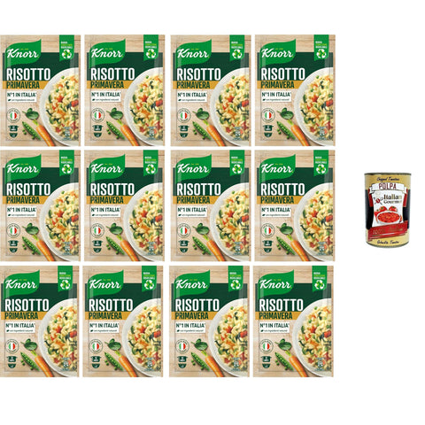 Knorr Risotto Primavera, Fertigrisotto mit natürlichen Zutaten, 100% italienischem Reis und Al Dente Chicci, zubereitet im Topf oder in der Mikrowelle, 12x175 g Original italienisch inkl. Italian Gourmet Polpa 400g