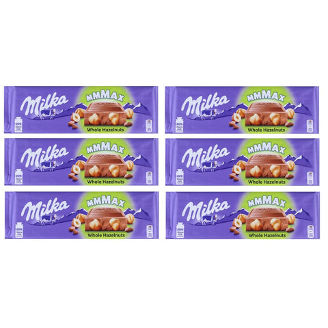 Milka Riegel Milka MMMAX cioccolato al latte con nocciole intere Whole Hazelnuts Schokoladentafel Milchschokolade mit Ganze Haselnuss 270g 6x Original italienisch 8032755323525