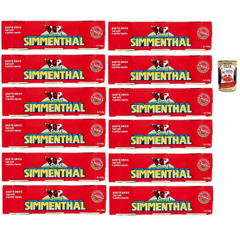Simmenthal carne in scatola, Rindfleisch in Aspik 12x (3x 140g) 100% Italienisch Fleisch Aspikfleisch Original italienisch inkl. Italian Gourmet Polpa 400g