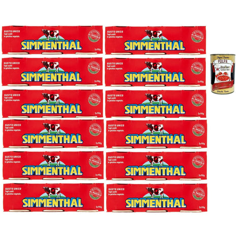 Simmenthal carne in scatola, Rindfleisch in Aspik 12x (3x 90g) 100% Italienisch Fleisch Aspikfleisch Original italienisch inkl. Italian Gourmet Polpa 400g