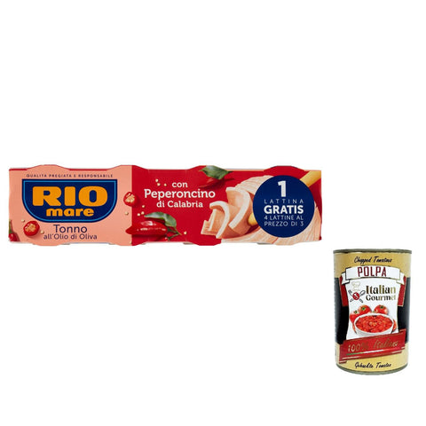 Rio Mare Tonno all'Olio di Oliva con Peperoncino di Calabria Tonno all'Olio di Oliva con Peperoncino di Calabria 24x 80 g inkl. Italian Gourmet polpa 400g Original italienisch