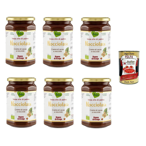 Rigoni di asiago Nocciolata, Nuss Nougat Creme, Haselnusscreme ohne Palmöl | Nuss Nougat Creme ohne Palmöl | Brotaufstrich 6x 650g inkl. Italian Gourmet Polpa 400g Original italienisch