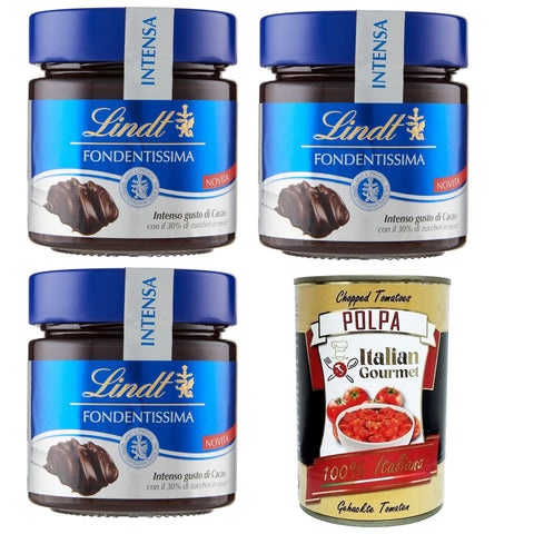 Lindt Crema spalmabile Fondentissima Cioccolato fondente Streichcreme aus dunkler Schokolade von Fondentissima 3x200 g inkl. Italian Gourmet polpa 400g Original italienisch