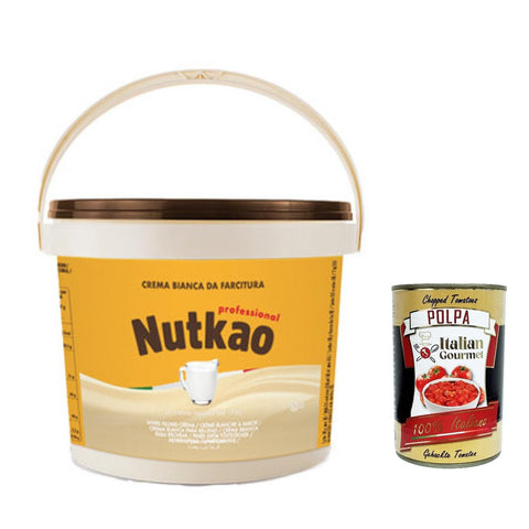Nutkao crema bianca weiße Creme Schokolade 6Kg Brotaufstrich Aufstrich Original italienisch inkl. Italian Gourmet Polpa 400g