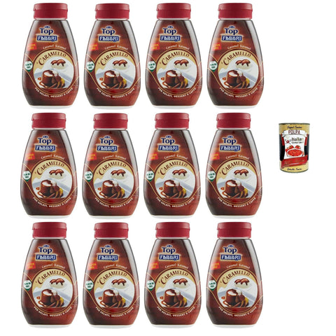 Fabbri Topping Caramello süße Karamellsauce für Eis, Desserts und Kaffee 12x 225g Gluten-frei gebrauchsfertige Sauce dessertsaucen Original italienisch inkl. Italian Gourmet Polpa 400g