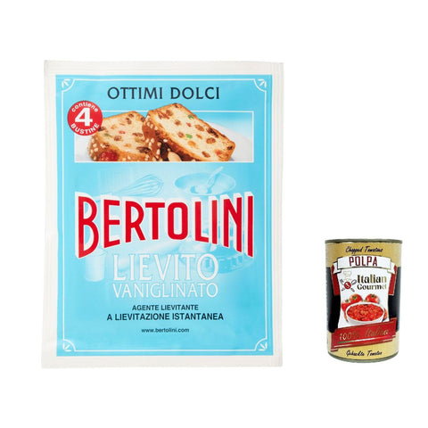 Bertolini Lievito vanigliato, Instant-Sauerteig-Vanillehefe, 4 Beutel à 64 g, glutenfrei 6x Original italienisch inkl. Italian Gourmet Polpa 400g