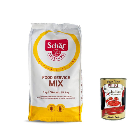 Schar Schär - Food service mix senza glutine, Küchenmischung sowohl für die Zubereitung von Kuchen, Brot und Cremesuppen. 6x 1kg inkl. Italian Gourmet polpa 400g Original italienisch