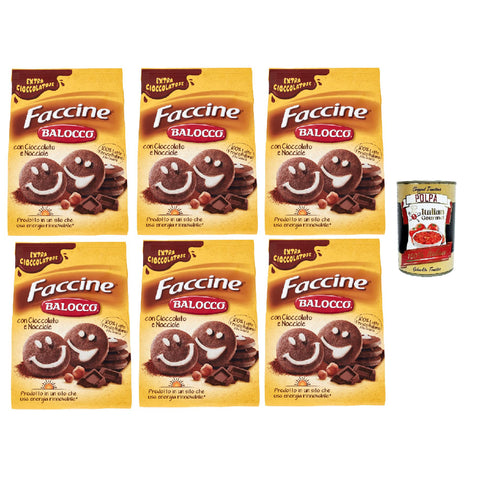 Balocco faccine kekse mit Schokolade & Haselnüss, Ohne Palmöl, ohne Konservierungsstoffe, 6x 700g biscuits cookies Original italienisch inkl. Italian Gourmet Polpa 400g