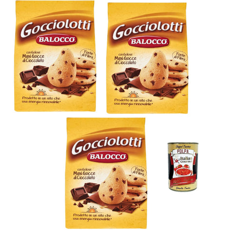 Balocco Gocciolotti Biscotti con gocce di cioccolato Kekse mit Schokoladenstückchen biscuits cookies 100% Italienische Kekse 3x 700g Original italienisch inkl. Italian Gourmet Polpa 400g